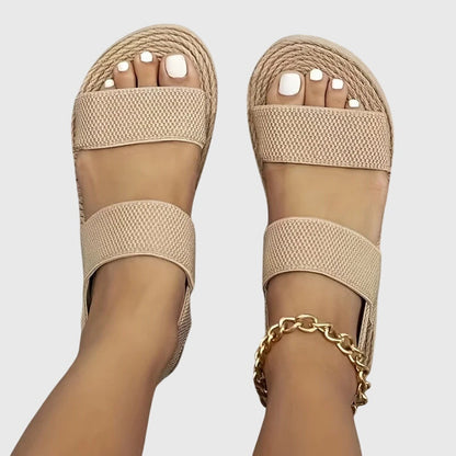 Comfortable Orthopedic Sandals for Women with Double Elastic Strap Espadrille Platform Open Toe Casual Style