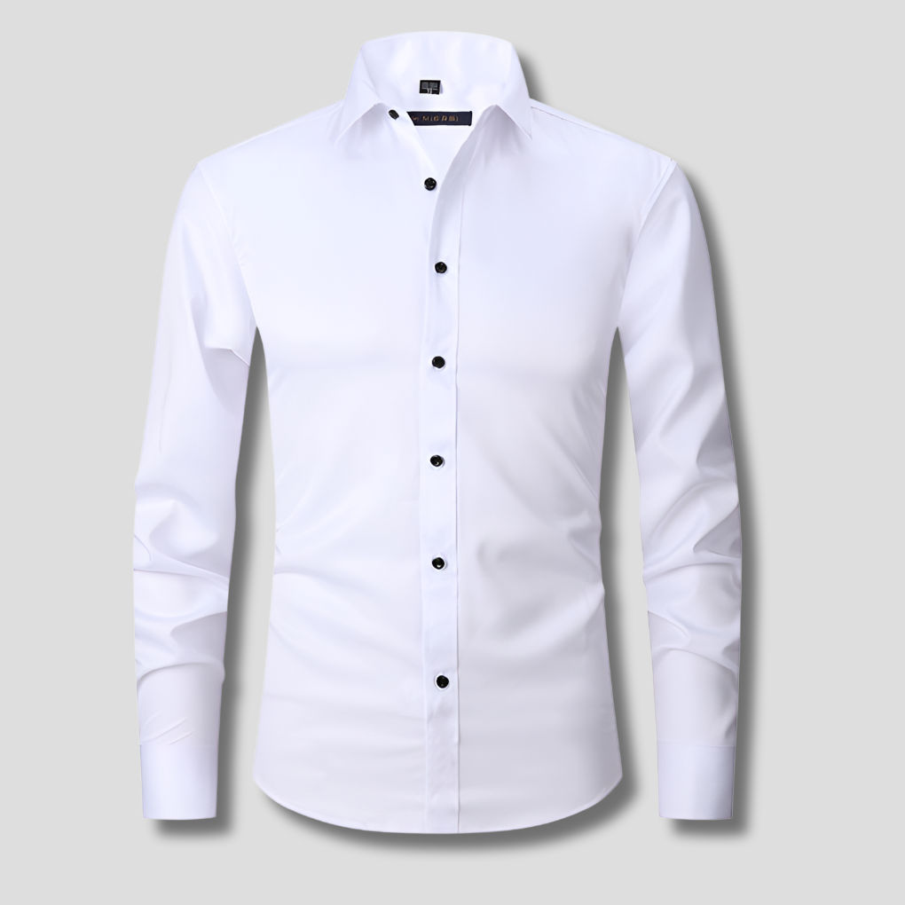 Classic Dress Shirt for Men with Spread Collar Long Sleeve Button Up Slim Fit Business Style
