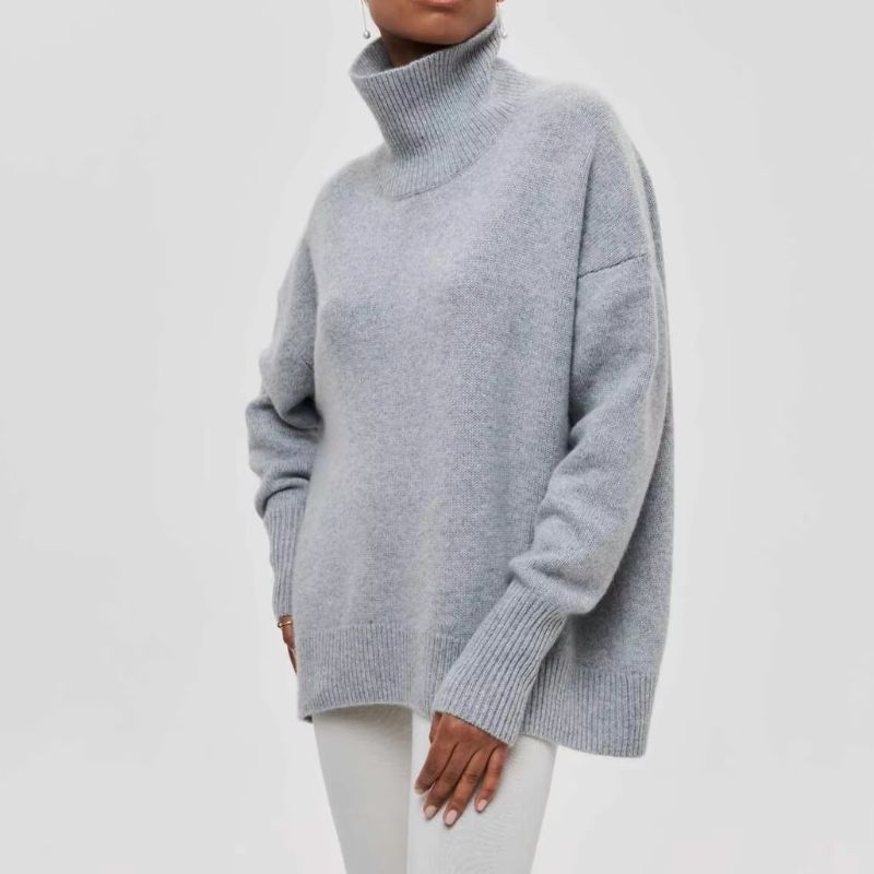 Comfortable Knit Sweater for Women with Turtleneck Short Sleeve Oversized Poncho Style