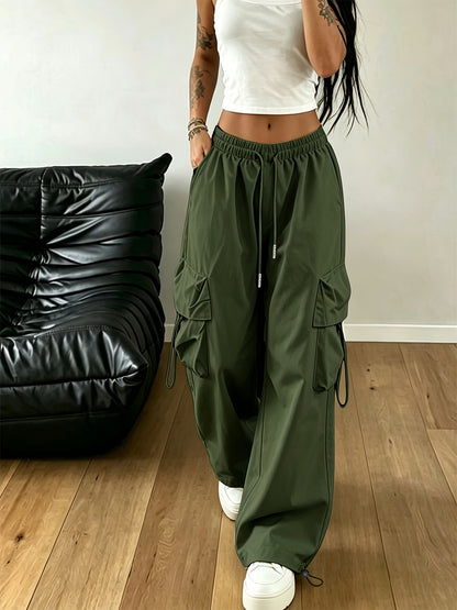 Effortless Cargo Pants for Women with Drawstring Waist Wide Leg Style