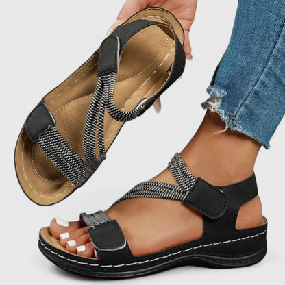 Comfortable Orthopedic Sandals for Women with Elastic Strap Velcro Ankle Open Toe Platform Casual Style