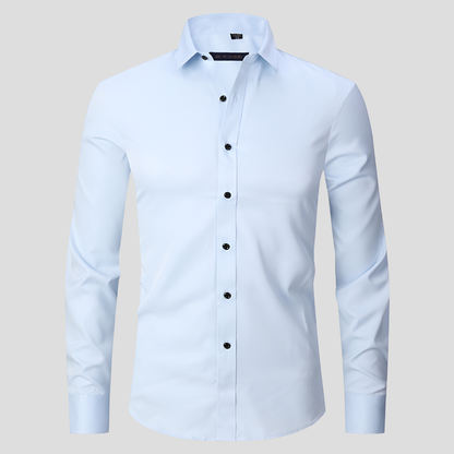 Classic Dress Shirt for Men with Spread Collar Long Sleeve Button Up Slim Fit Business Style