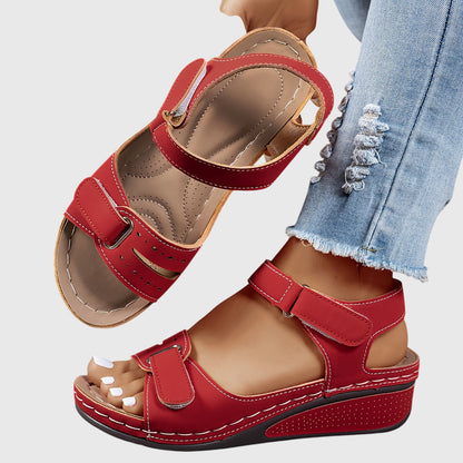 Comfortable Orthopedic Sandals for Women with Velcro Strap Wedge Platform Open Toe Cushioned Casual Style