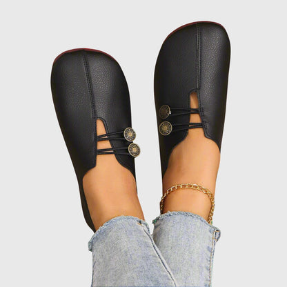 Comfortable Flat Shoes for Women with Soft Suede Toggle Lace Slip On Barefoot Style