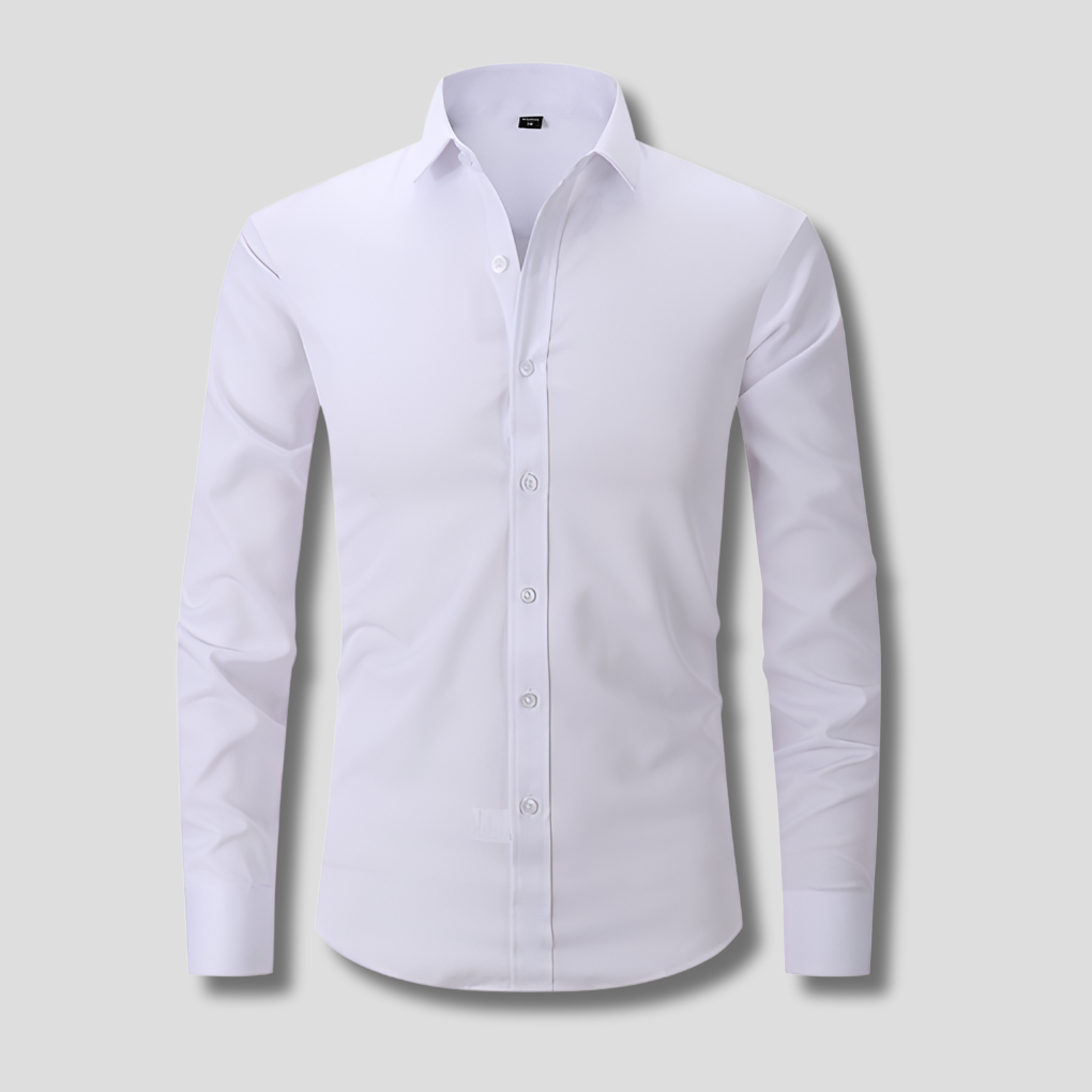 Classic Dress Shirt for Men with Spread Collar Long Sleeve Button Up Slim Fit Business Style