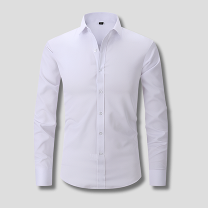 Classic Dress Shirt for Men with Spread Collar Long Sleeve Button Up Slim Fit Business Style