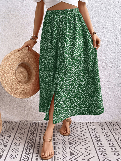 Vivian | Stylish Floral Midi Skirt for Women with Button Front Detail