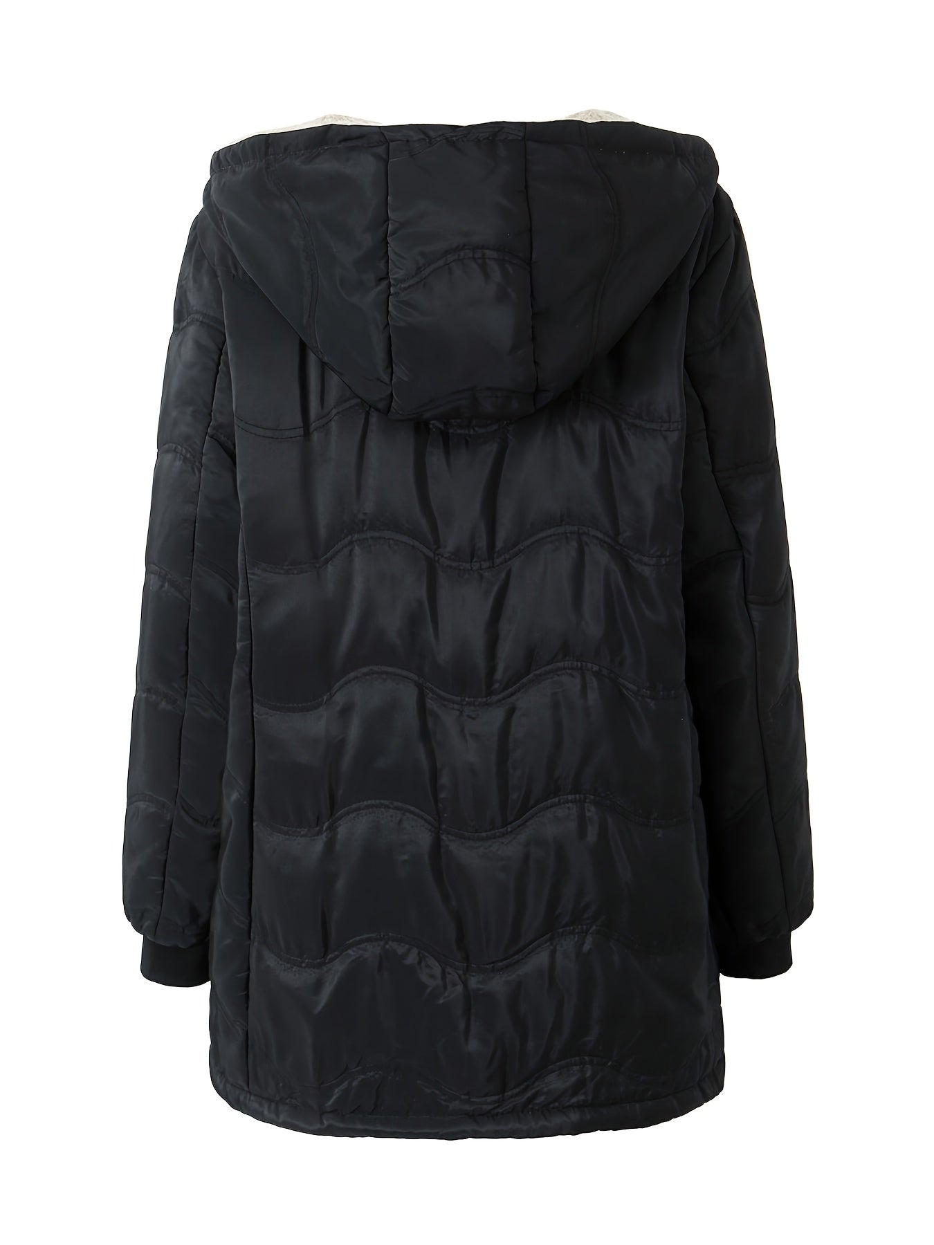 Comfortable Sherpa Lined Quilted Jacket for Women with Hooded Long Sleeve Zip Front Relaxed Style