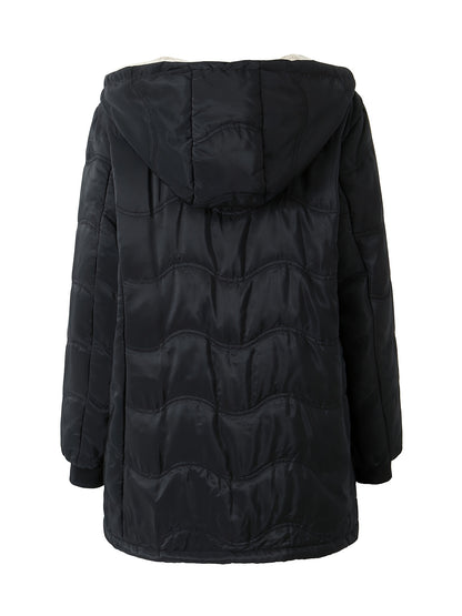 Comfortable Sherpa Lined Quilted Jacket for Women with Hooded Long Sleeve Zip Front Relaxed Style