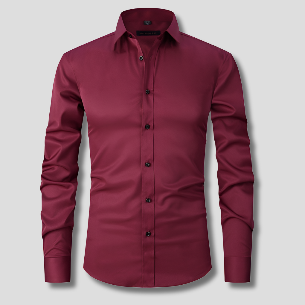 Classic Dress Shirt for Men with Spread Collar Long Sleeve Button Up Slim Fit Business Style