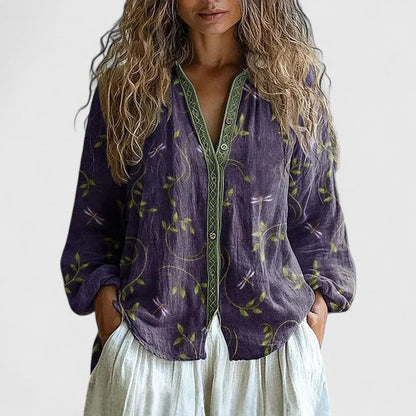 Effortless Floral Print Blouses for Women with Zip Front Long Sleeve Lightweight Style