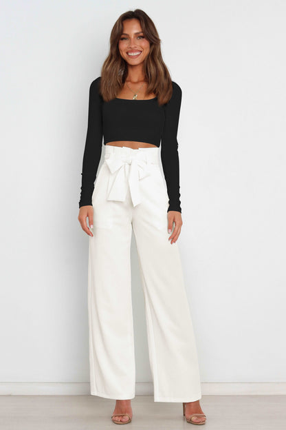 Effortless Wide Leg Pants for Women with High Waist Paperbag Belted Tapered Relaxed Style