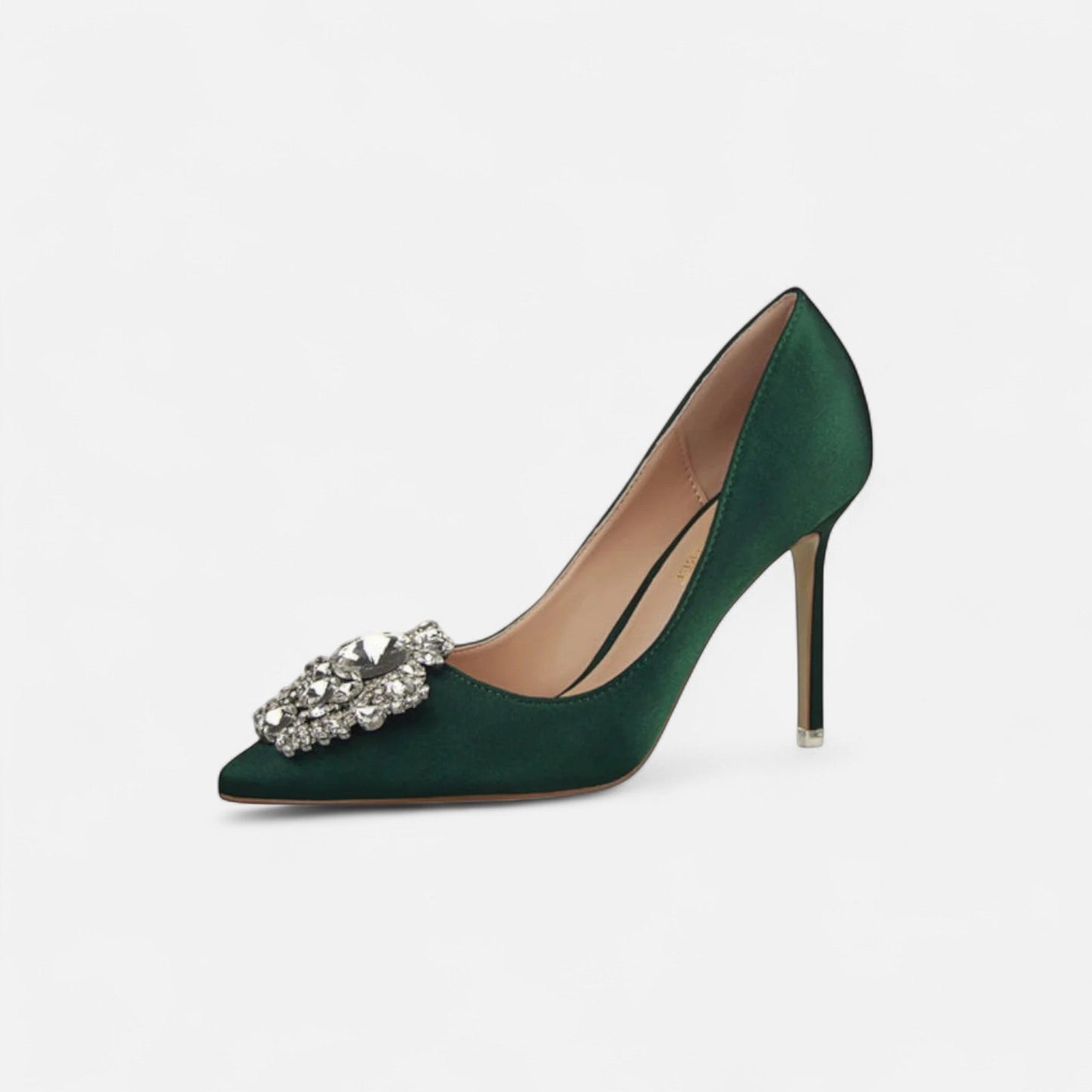 Women’s Pointed Toe PU Leather Pumps with Stiletto Heel and Decorative Vamp Detail