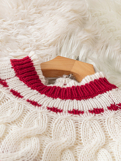 Cozy Red Fair Isle Christmas Tacky Sweater for Women with Mock Neck Long Sleeve Knit Pullover Holiday Style