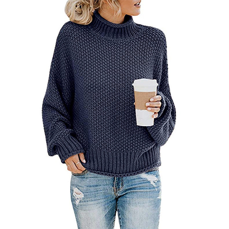 Cozy Chunky Knit Sweater for Women with Turtleneck Long Sleeve Oversized Relaxed Style