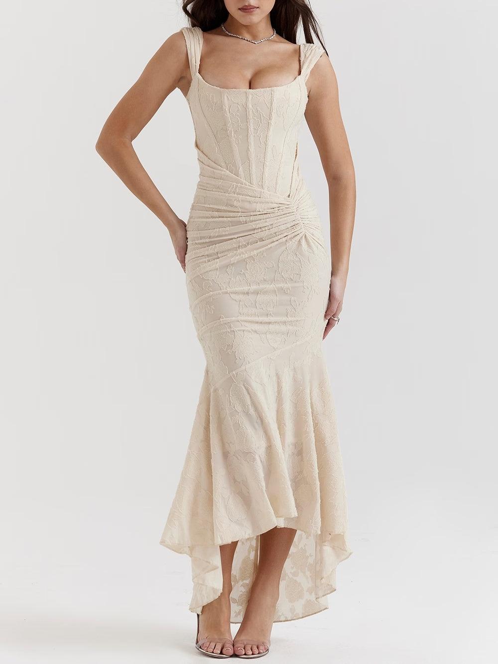 Elegant Corset Dress for Formal Wedding Guest Style with Ruched Mermaid Hem
