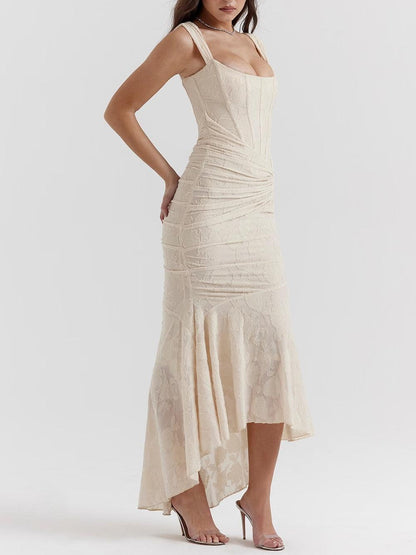 Elegant Corset Dress for Formal Wedding Guest Style with Ruched Mermaid Hem