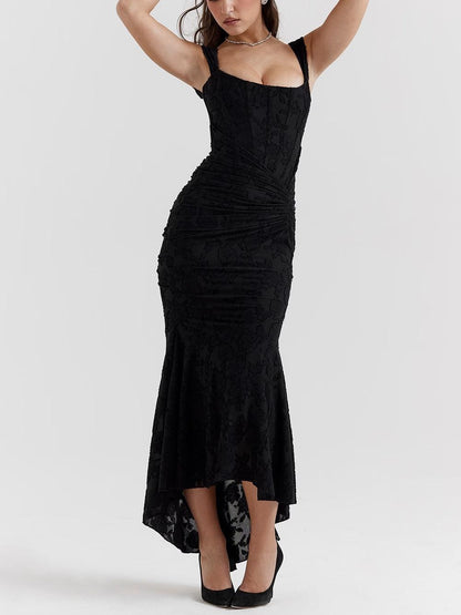 Elegant Corset Dress for Formal Wedding Guest Style with Ruched Mermaid Hem