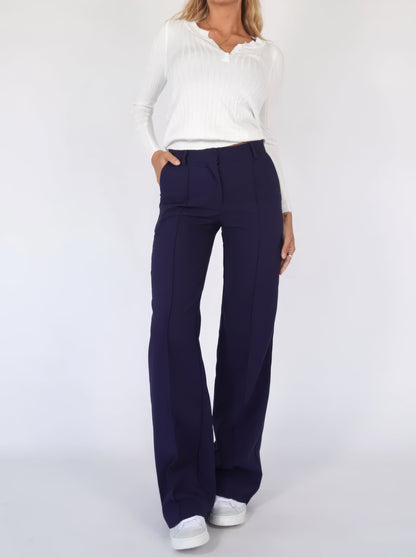 Elegant Tailored Wide Leg Pants for Women with High Waist Pintuck Front Pocket Relaxed Style