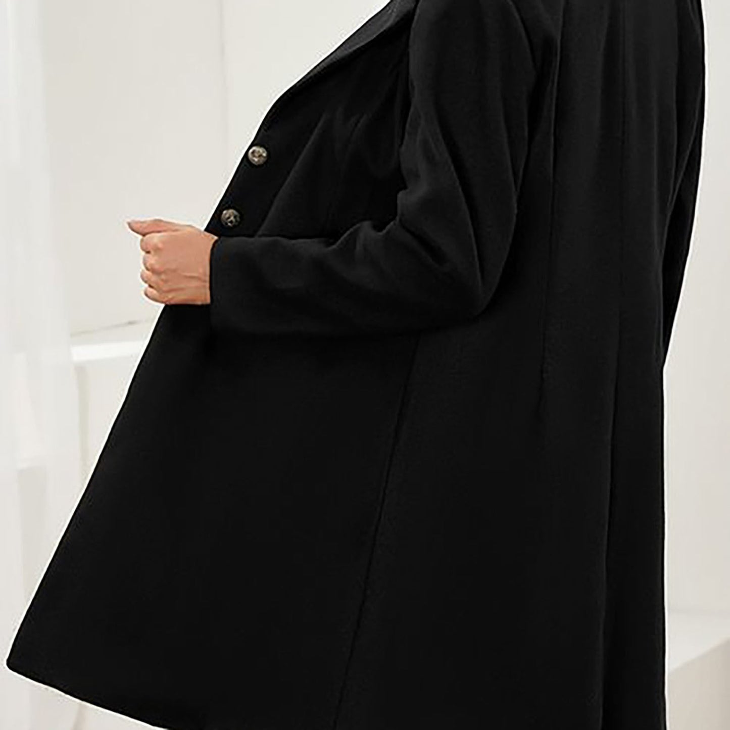 Elegant Wool Coat for Women with Notched Lapel Long Sleeve Button Front Tailored Style