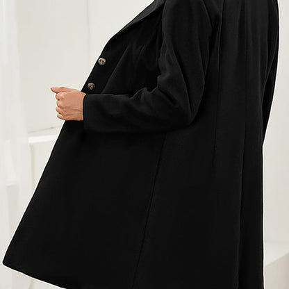Elegant Wool Coat for Women with Notched Lapel Long Sleeve Button Front Tailored Style