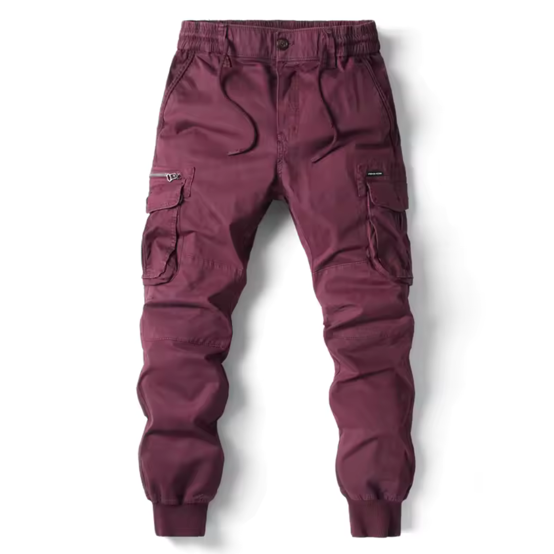 Stylish Cargo Joggers for Men with Tapered Fit Multi Pocket Drawstring Cuffed Tactical Style