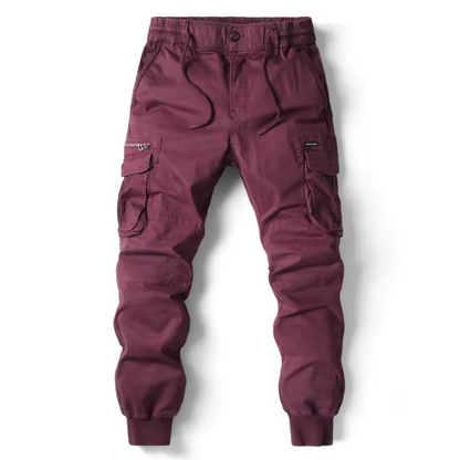 Stylish Cargo Joggers for Men with Tapered Fit Multi Pocket Drawstring Cuffed Tactical Style