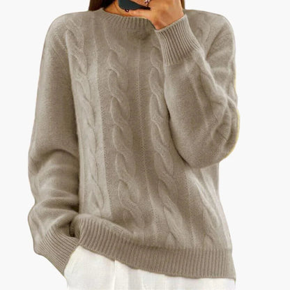 Comfortable Cable Knit Sweater for Women with Crew Neck Long Sleeve Relaxed Oversized Style