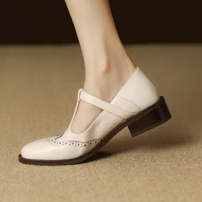 Elegant Mary Jane Shoes for Women with Buckle Strap Block Heel Round Toe Style