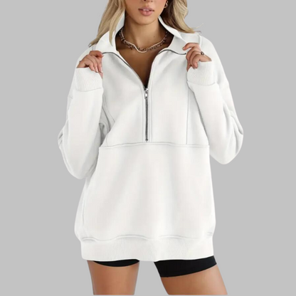 Cozy Oversized Sweatshirt for Women with Half Zip Collar Long Sleeve Pullover Relaxed Style