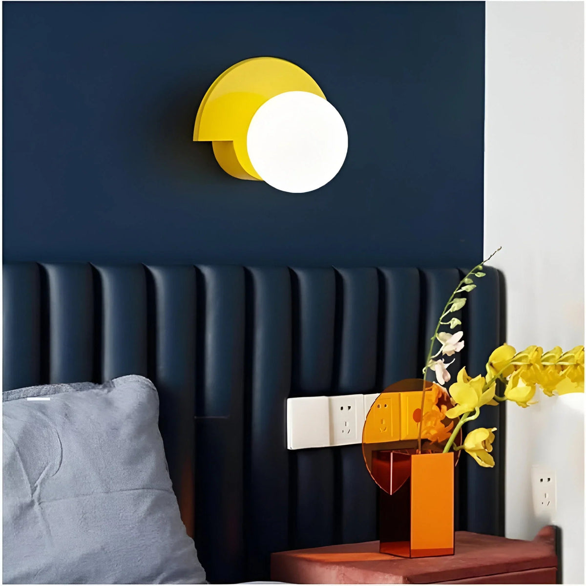 Semicircle Wall Lamp Glass Globe Colorblock Modern Nordic Bedside Sconce Wall Light