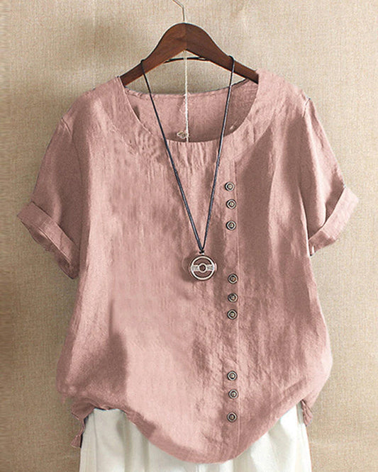 Rose | Women’s Summer Button Detail Casual Blouse