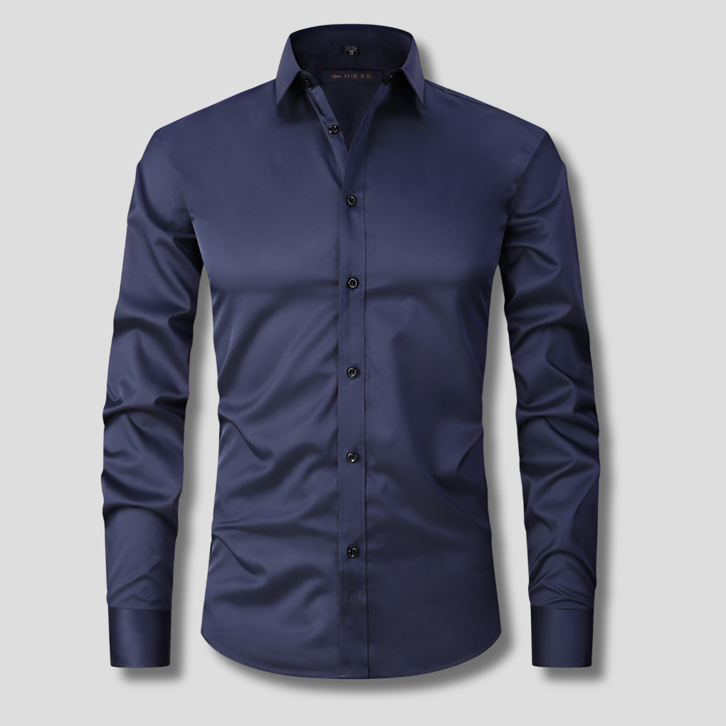 Classic Dress Shirt for Men with Spread Collar Long Sleeve Button Up Slim Fit Business Style