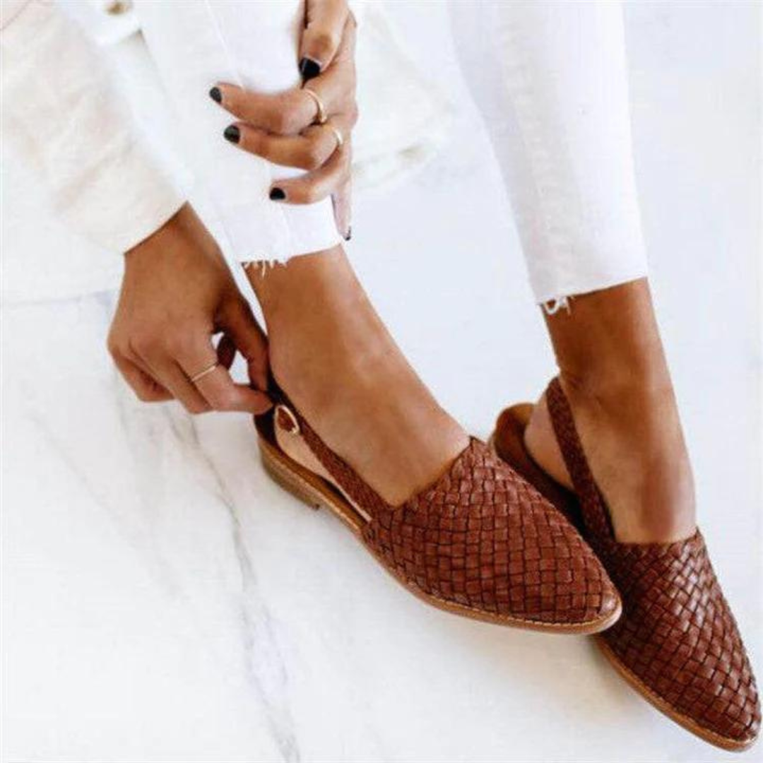 Comfortable Woven Mules for Women with Pointed Toe Slip On Backless Loafer Style