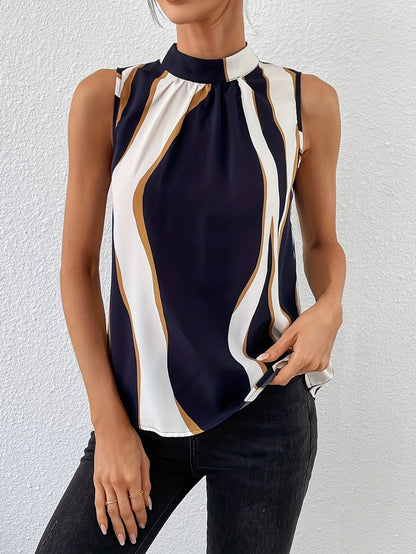 Diana | Stylish Halter Top for Women with Color Block Stripe Detail