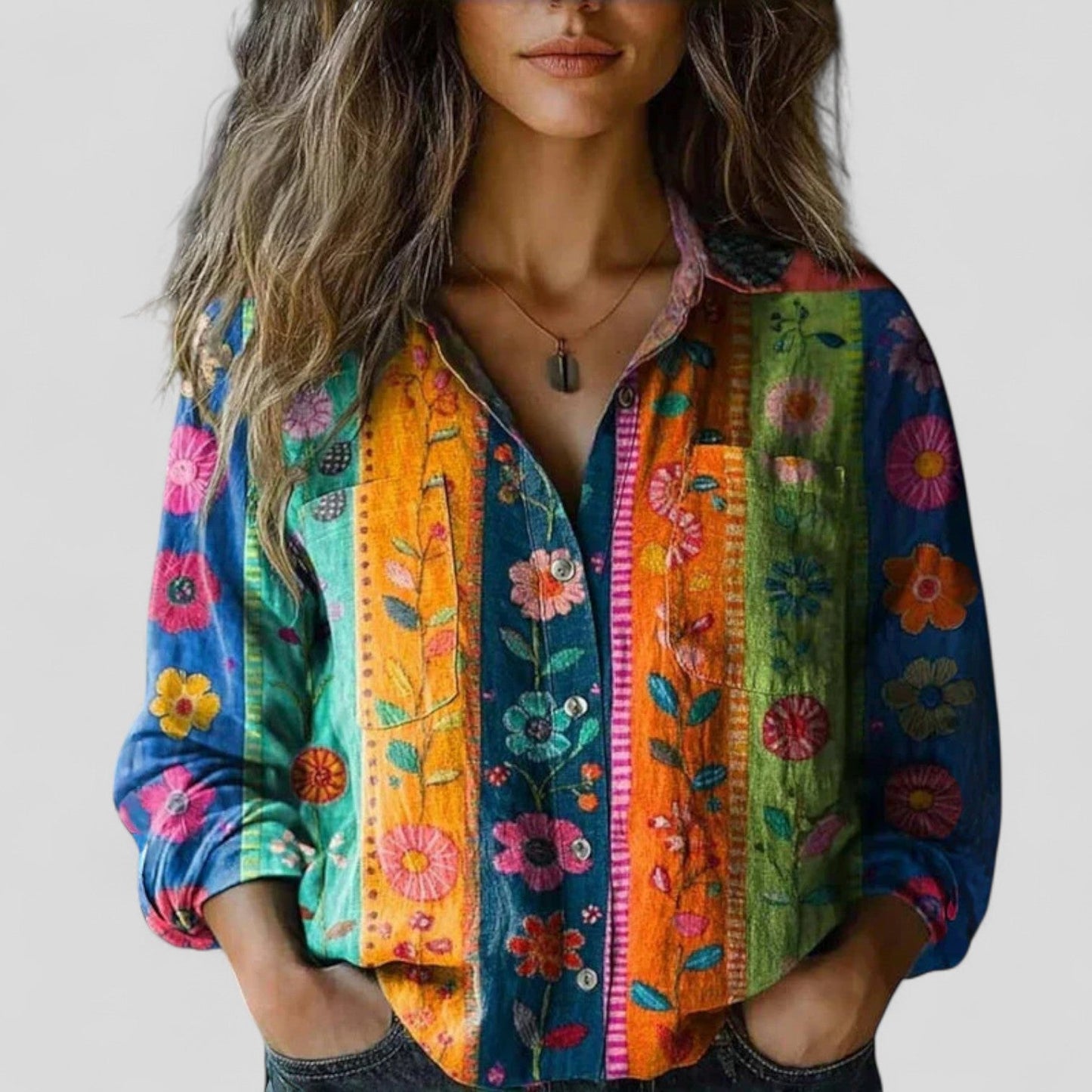 Effortless Floral Print Jacket for Women with Zip Front Long Sleeve Lightweight Relaxed Style