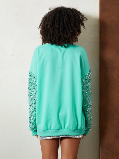 Comfortable Sequin Christmas Tacky Sweater for Women with Crew Neck Long Sleeve Santa Oversized Knit Style
