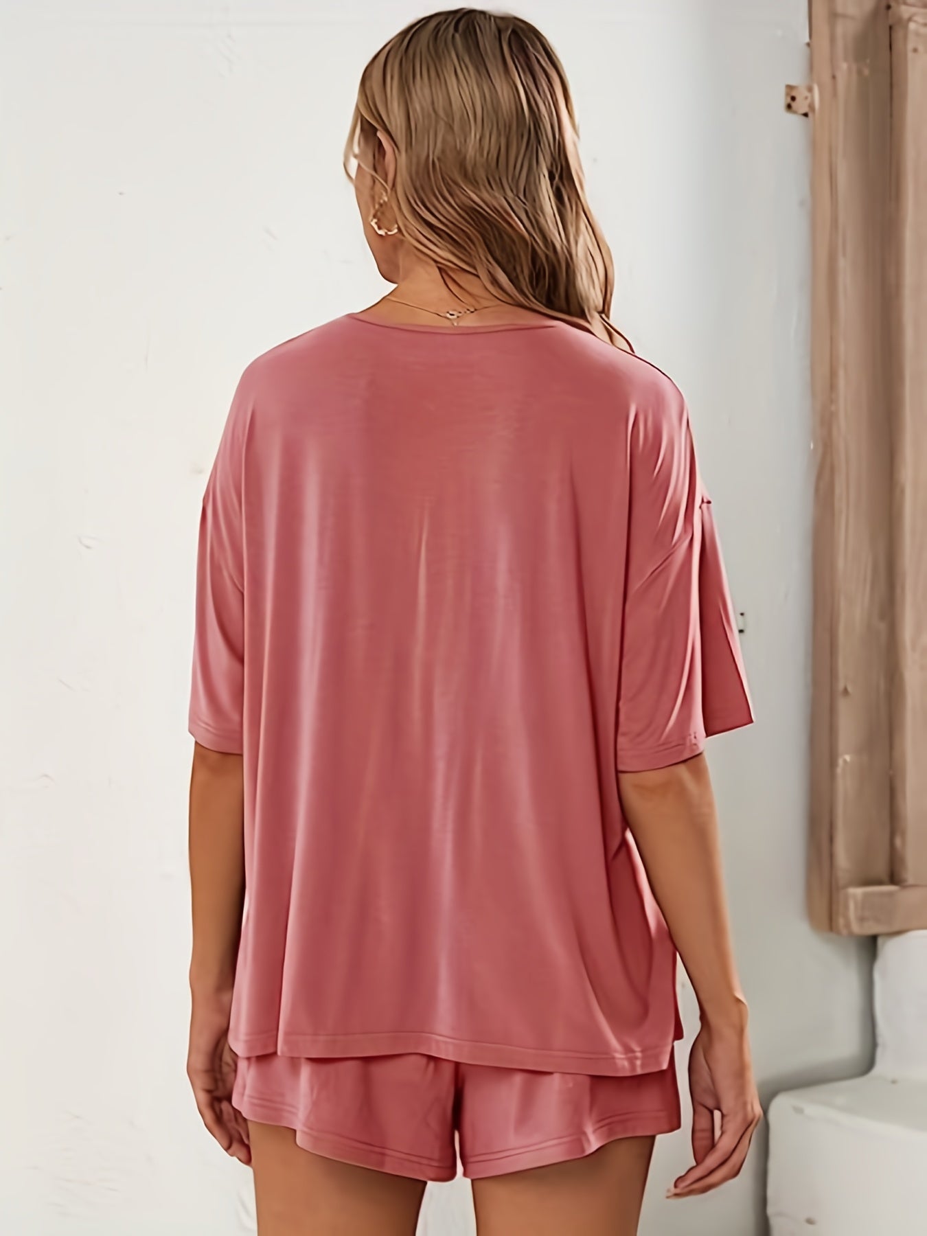 Comfortable Maternity Two Piece Set for Women with Round Neck Short Sleeve Oversized Relaxed Style