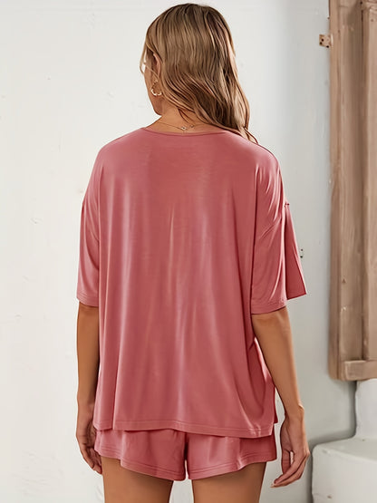 Comfortable Maternity Two Piece Set for Women with Round Neck Short Sleeve Oversized Relaxed Style