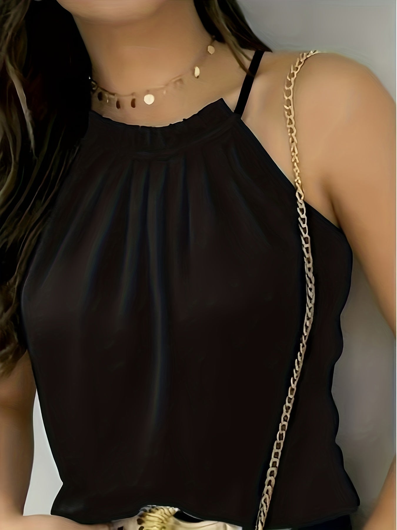 Stylish Blouses for Women with Halter Neck Ruched Collar Sleeveless Backless Casual Summer Top Style