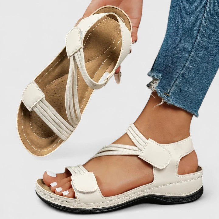 Comfortable Orthopedic Sandals for Women with Elastic Strap Velcro Ankle Open Toe Platform Casual Style