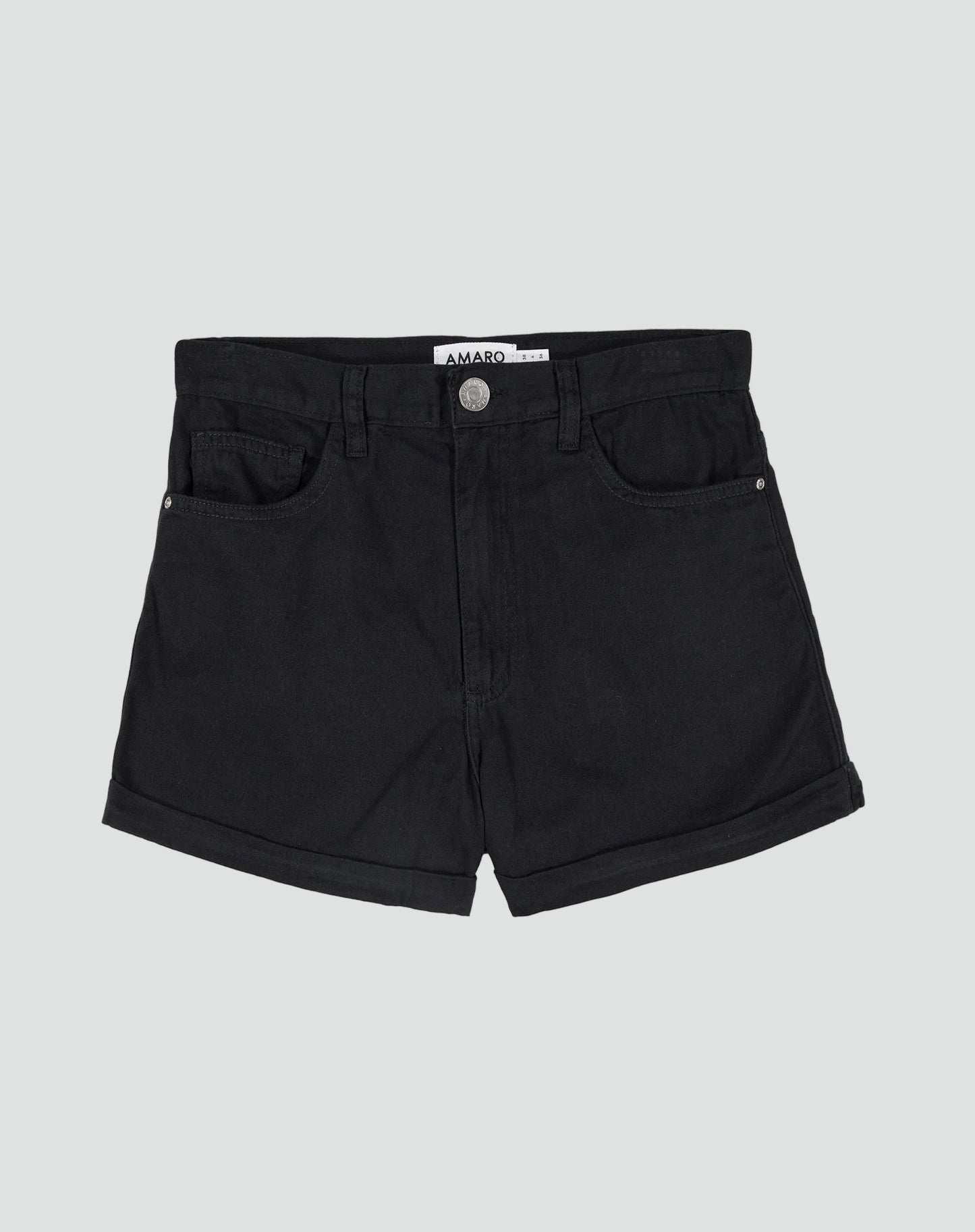 Effortless Black Denim Shorts for Women with High Waisted Cuffed Belted Casual Style