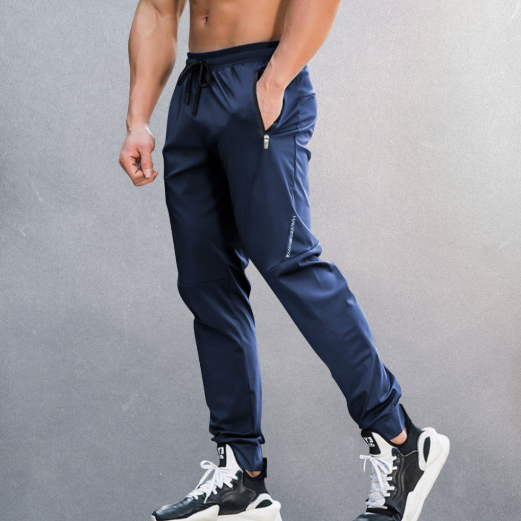 Comfortable Sports Joggers for Men with Zip Pocket Drawstring Tapered Quick Dry Athletic Style