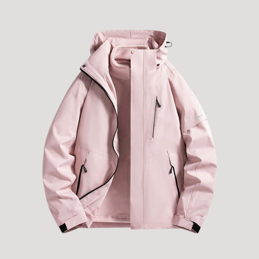 Effortless Waterproof Rain Jacket for Women with Hooded Zip Front Colorblock Relaxed Style
