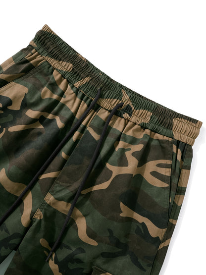 Effortless Camo Cargo Pants for Women with Elastic Cuff Utility Pockets Relaxed Fit