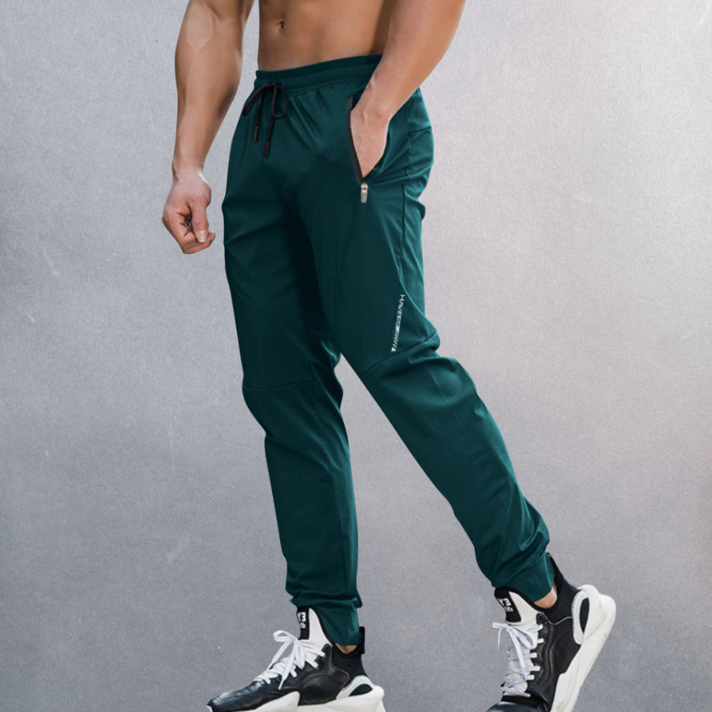 Comfortable Sports Joggers for Men with Zip Pocket Drawstring Tapered Quick Dry Athletic Style