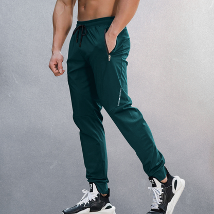 Comfortable Sports Joggers for Men with Zip Pocket Drawstring Tapered Quick Dry Athletic Style