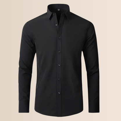 Classic Business Shirt for Men with Spread Collar Long Sleeve Button Up Slim Fit Office Style