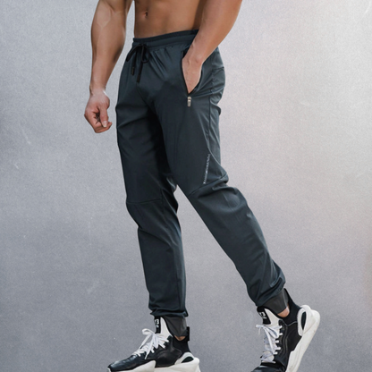 Comfortable Sports Joggers for Men with Zip Pocket Drawstring Tapered Quick Dry Athletic Style