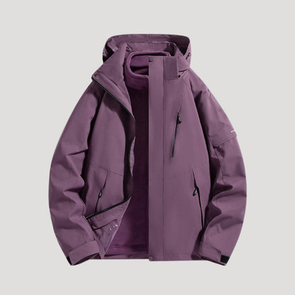 Effortless Waterproof Rain Jacket for Women with Hooded Zip Front Colorblock Relaxed Style